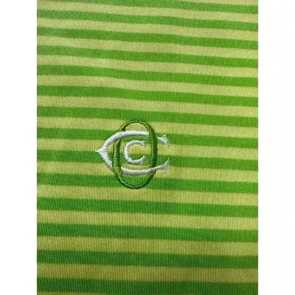 Peter Millar Men’s Summer Comfort Lime Green Yellow Striped Golf Polo Size M - Picture 3 of 11